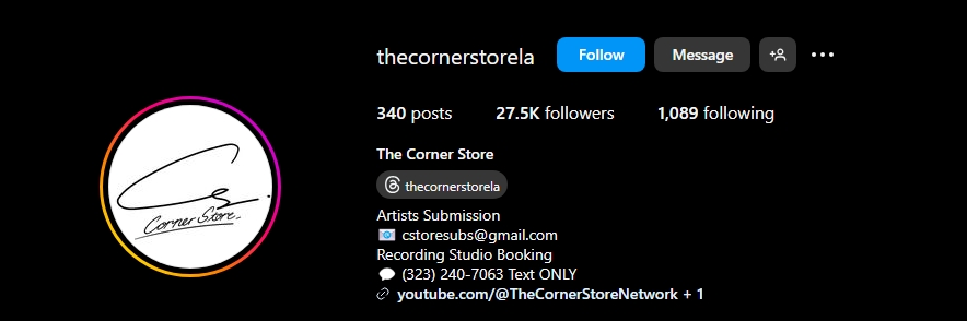 Screenshot of cornerstorela on instagram