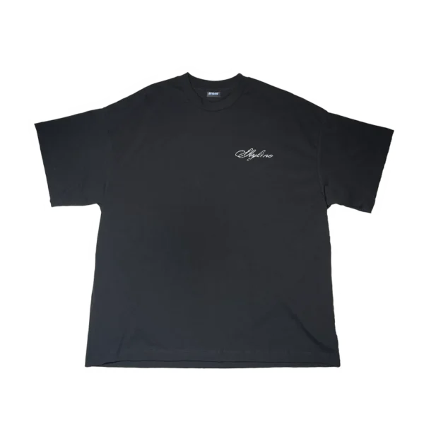 Black short-sleeve t-shirt with a small logo on the chest.